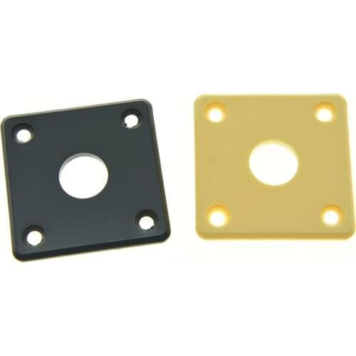 KAISH 1xCream 1x Black Plastic Flat Base Guitar Jack Plate Square Jackplate 33x33