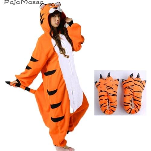 Men Kigurumi Adults Bengal Tiger Onesies Women Cartoon Conjoined Pajamas Role-Playing Animal Cosplay Costume For Halloween Onsie