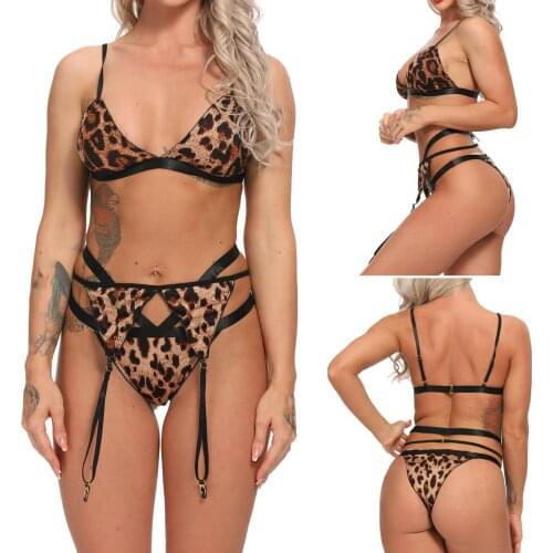 Woman Underwear Set Elegant Fashion Sexy Underwear Leopard Print Underwear Three-Piece Different Models нижнее белье женское 40