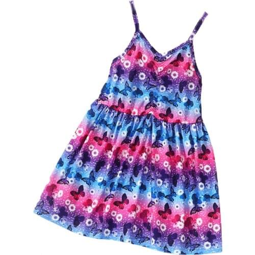 OPPERIAYA Little Baby Girls Summer Casual Suspender Dress Cotton Backless Fashion Butterfly Tie-dye A-line Princess Dresses