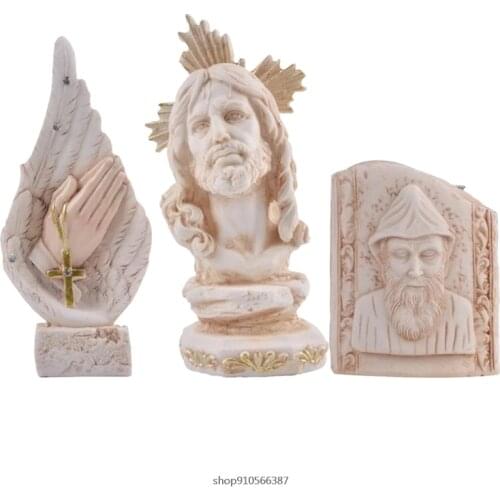 Mini Christ Jesus Sculpture Figure Statue Resin Handmade Innovative Angel Cross Decorating Resin Crafts Mold Religious Wholesale