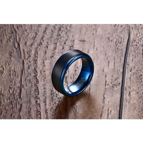 Fashion jewelry 1PC Trendy Simple 8MM Black Matte Tungsten Men Wedding Band Ring size 7 8 9 10 11 12