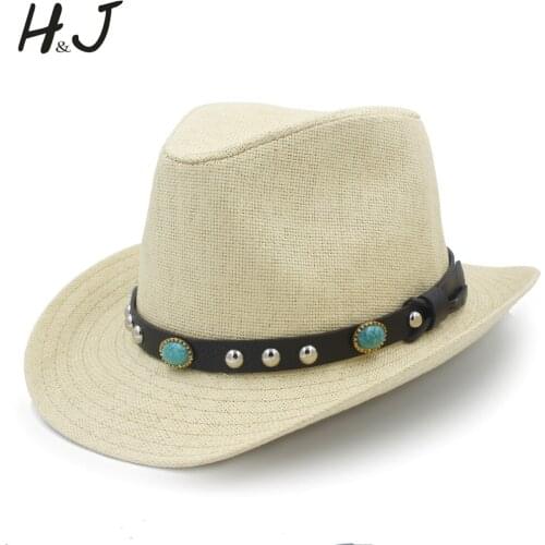 Fashion Women Men Western Cowboy Hat Lady Cowgirl Dad Summer Beach Sun Hat Sombrero Cap Billycock Caps Good Package Size 58CM