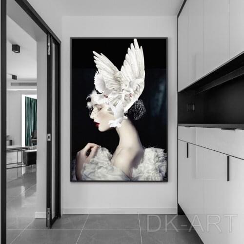 Fashion Beauty Girl Canvas Paintings Nordic Creative Woman Wall Art Posters and Prints Pictures for Living Room Cuadros Decor