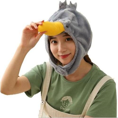 Toucan head bird hood hat plush hat toy birthday stuffed cap gift