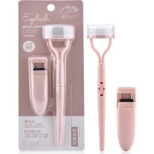 2pcs/set 2 In 1 Eyelash Curler and Eyelash Comb Set Portable False Eyelashes Cosmetics Beauty Makeup Tool Accessories