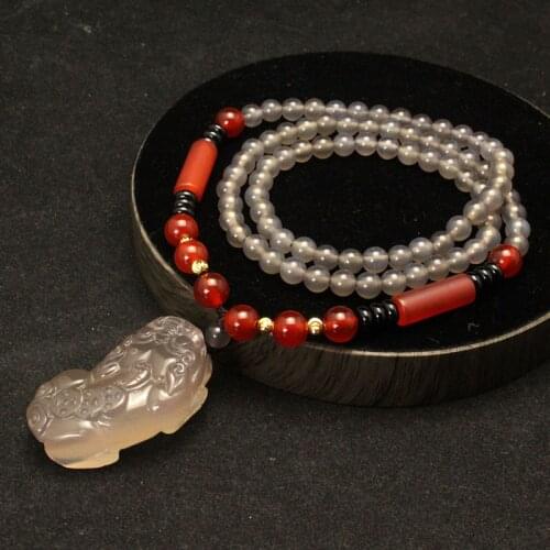 JoursNeige New Gray Crystal Pi Xiu Pendants Sweater Chain Necklace Lucky For Women Men Crystal Multiplelayers Bracelet Jewelry