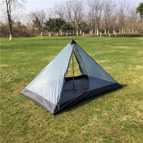 Ultralight Rodless Pyramid Inner Mesh Tent Portable 2 Person Outdoor Summer Camping Beach Tent for Backpacking Cycling Travel