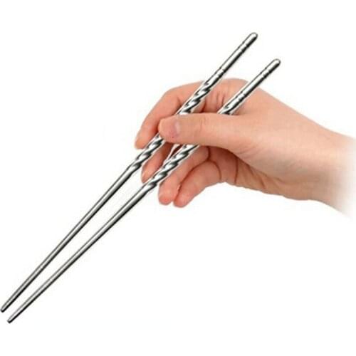 Stainless Steel Chopsticks Anti-skip Thread Style Durable Metal Exquisite Non-slip Palillo Chino For Sushi Metal Chopsticks