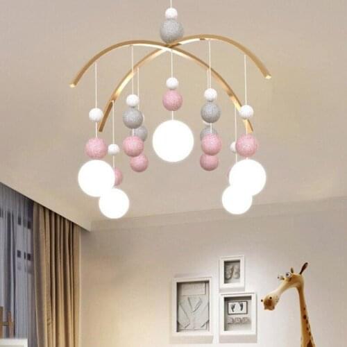 Ins new Nordic color hair ball wind chime bed bell childrens room decoration living room shop decoration pendant wall decoratio