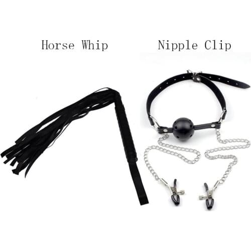 Hot 2Pcs/set Sex Toys For Woman PU Leather SM Nipple Clip Clamps Sex Bondage Set Whip Erotic Sex Toy For Couple
