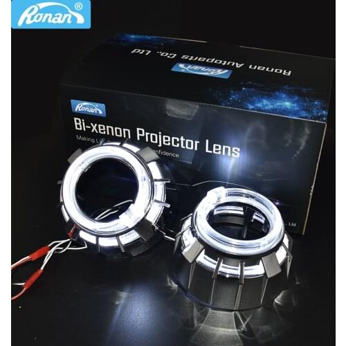 Ronan 2.5 inch double LED square angel eyes masks for bi xenon projector lens on car headlight retrofit