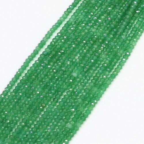 Charms green aventurine natural stone jades chalcedony 2*4mm faceted abacus loose beads diy fashion Jewelry 15" B581