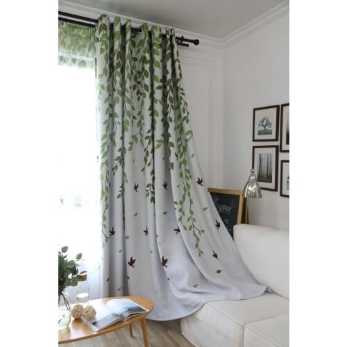 Traditional Turquoise Birds Thermal Insulated Blackout Curtain for Living Room Bedroom Children Room Princess Baby Room