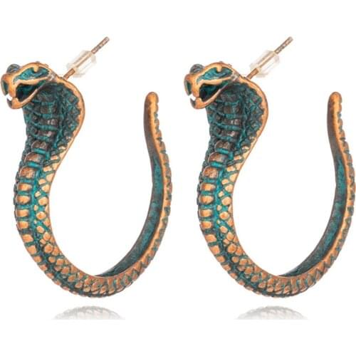 Punk Bronze Snake Earrings for Women European Ear Stud Handmade Women Animal Stud Earings Girl Gift Boho Punk Party Jewelry