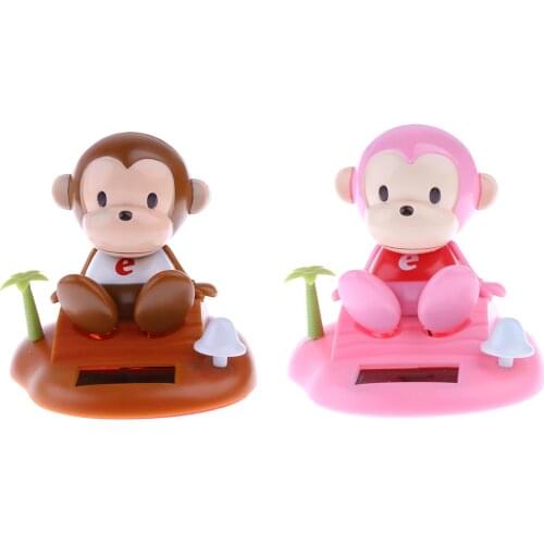 1pcs Random Color Solar Powered Monkey Dancing Bobble Head Toy Desk Car Ornaments Home Decoration Children Toys Gift