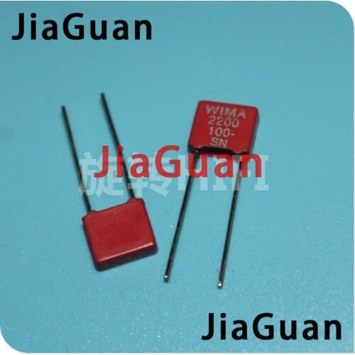 20PCS Original RED WIMA MKS2 2200PF 100V P5MM 222/100V 2.2NF NEW Audio 222 mks-2 2N2 2.2n/100V