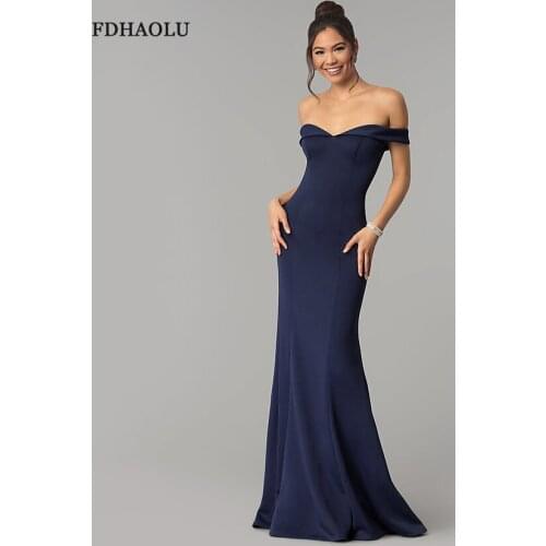 AE82 Sexy Navy Blue V Neck Evening Dresses 2020 Robe de Soiree Mermaid Prom Dress Custom Formal Women Party Gowns