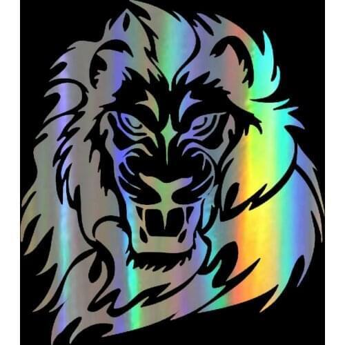 Car Sticker Vinyl 15.7*17.8CM Mighty Lion Wild Animal Funny Decal Reflective Laser Motorcycle Car Styling JDM 3D Stickers