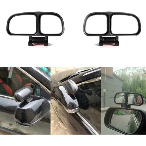 2pcs Vehicle Car Side Reverse RearView Mirror Blind Spot Mirrors Square Wide Angle Rear Mirrors Black