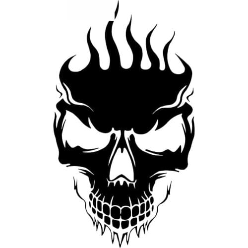 Car Stickers The Coolest Flame Skull PVC Car Decoration Accessories Stickers Waterproof Cover Scratch Black/white, 18cm*10cm