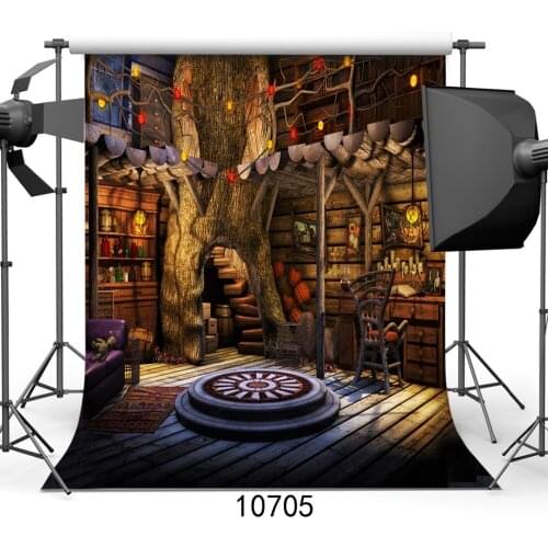 Wooden Cabin Evil Pumpkins Photographic Background Color Decor For Halloween Party Vinyl 3D Photography Backdrop For Photo shoot