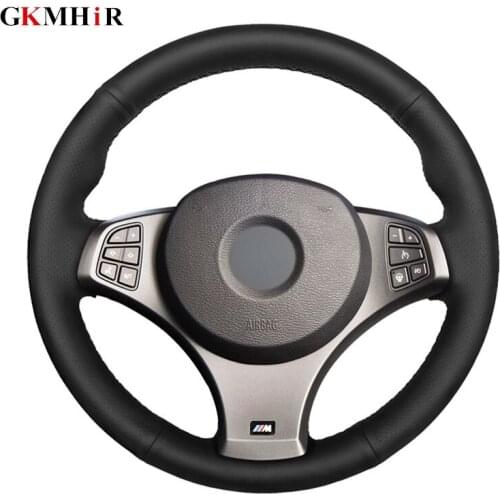 GKMHiR DIY Black Steering Wheel Cover Hand-Stitched Artificial Leather Car Steering Wheel Cover for BMW E83 X3 2009 2010