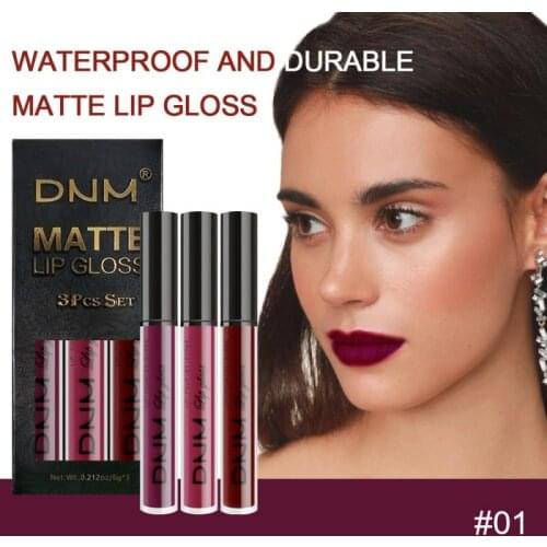 3PCS Lip Glaze Velvet Matte Lipstick Orange Milk Tea Bean Paste Lip Gloss Lipstick Set Smooth Not Greasy Lips Makeup Set TSLM1
