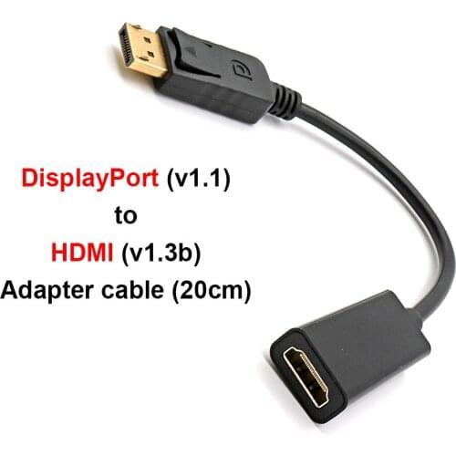 DisplayPort (v1.1) to HDMI (v1.3b) Adapter Cable, DP Male to HDMI Female Audio Video Adapter Cable 20cm Up tp 1080p