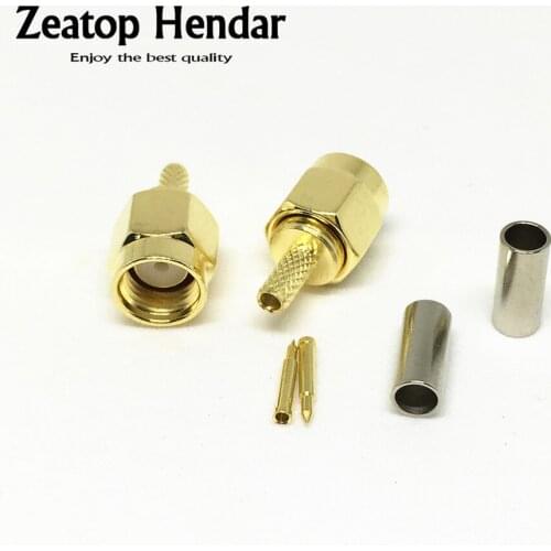 100Pcs Brass SMA Male Plug Crimp for RG174 RG316 LMR100 Cable SMA RF Straight Gold Connector