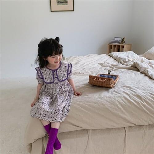 Baby Girls Flowers Cute Dresses 2021 New Fashion Children Korean Style Vintage Vestidos Summer Baby Girl Party Sweet Clothes