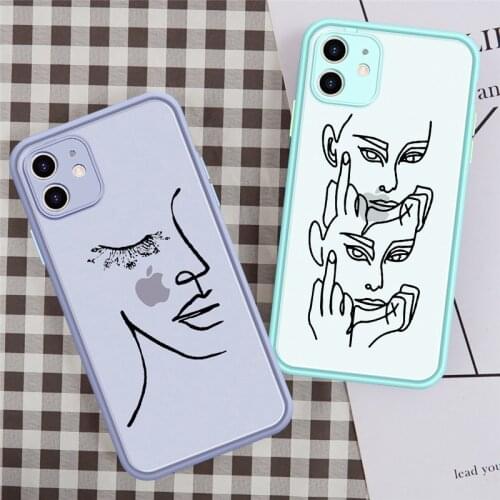 JAMULAR Fashion Abstract Art Face Phone Case For iPhone 11 Pro XS MAX XR SE2020 X 8 7 6 Plus Candy Shockproof Cover Matte Fundas