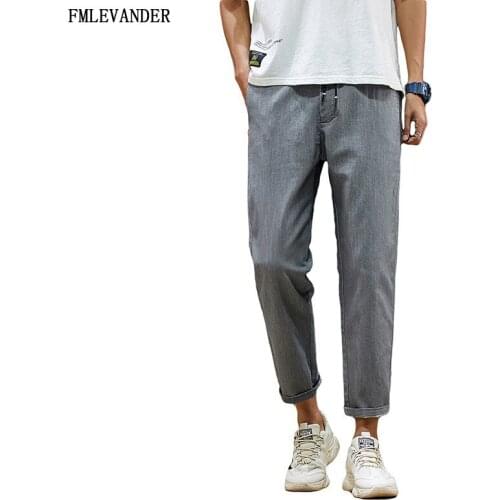 Plus Size 38 Pants Cotton Pure Color Man Casual Trousers Loose Pants Pantalones Hombre