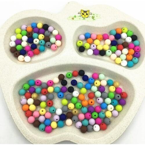 2017 New10MM round Loose Silicone Beads for Teething Necklace silicone round beads for baby teether BPA safe DIY loose beads