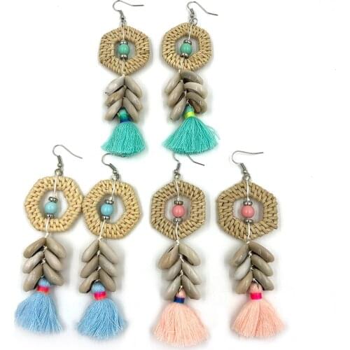 New Ethnic vintage dangle earrings cotton tassel fringe charms earrings Dream Cather charm Drop earrings for women