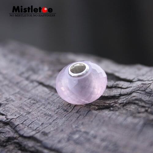 Mistletoe 925 Sterling Silver Faceted Fine Natural Rose Quartz Stone Bead Jewelry