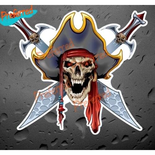 Personality Creative Skull Sword Pirate Cards Wings Car Sticker Funny PVC Coloful Decals Motorcycle Accessories Sticker Die-Cut