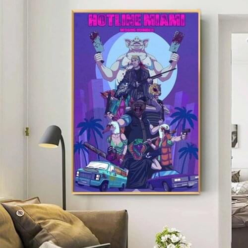 Hotline Miami Poster Hot Game Prints Canvas Schilderij Home Decor Wall Art Pictures Modular Nordic Style Living Room Decoration