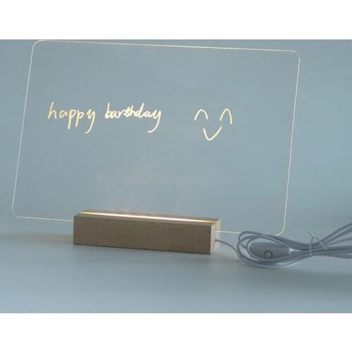 USB Transparent Acrylic Message Board With Pen Note Daily Moment Memo To Do List Luminous Photo Album Night Light Home Lamp