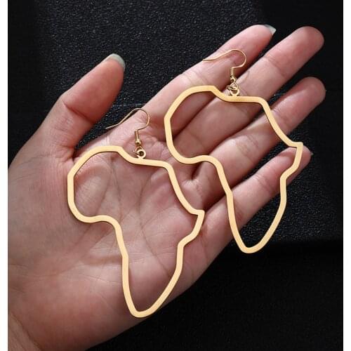 SONYA Stainless stee Africa Map Exaggerate Larger Earring Gold Color African Ornaments Traditional Ethnic Hyperbole Gifts