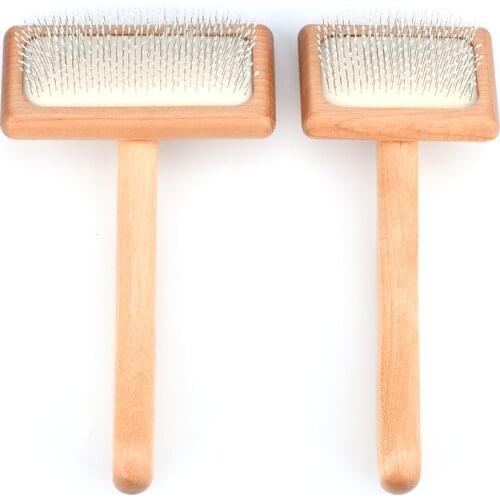 Professional Wood Cats Slicker Brush with Coated Tips, Pet Grooming and Deshedding Tools Combs for Long Short Hair Dogs