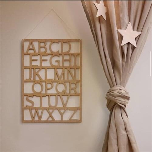 Nordic Nursery Baby Kids Room Hollow Window Alphabet Cartoon Decor Child Girl Boy Room Home Letter Wooden Wall Decoration Board