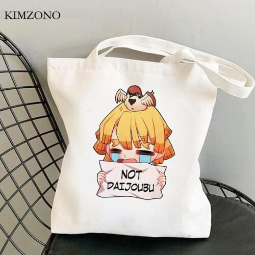 Demon Slayer Kimetsu No Yaiba shopping bag eco bolsas de tela grocery tote cotton bag sacola jute shoping foldable sac toile