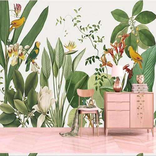 Rainforest Tropical Parrot Palm Tree 3D Printed Photo Wallpaper Mural for Living Room Home Wall Decor Murals Wall Papers Scenery