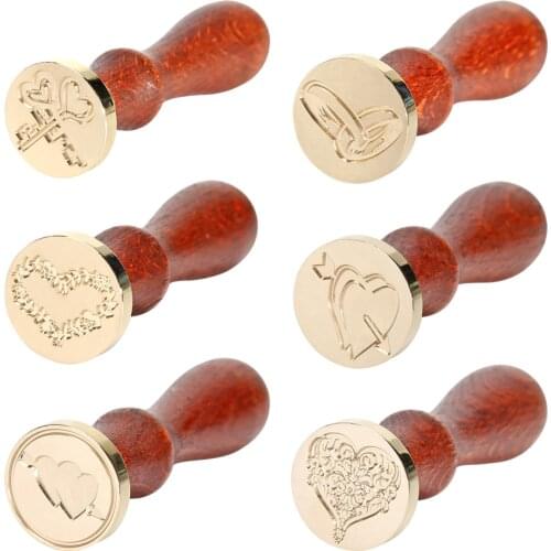 DIY Craft Love Heart Wax Sealing Stamp Retro Wood Handle Copper Seal Wax Stamp For Envelop Decortaion Wedding Supplies