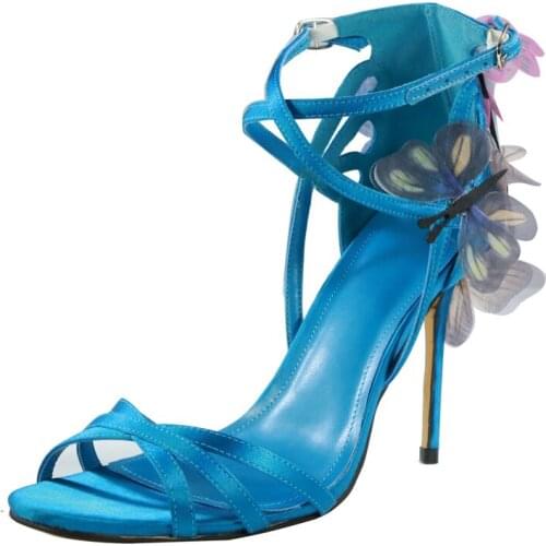 Slik Bow Womens Stiletto High Heels Pumps Butterfly T-Strap Gladiator Sandals Yellow Black Blue Buckle Girls Party Single Shoes