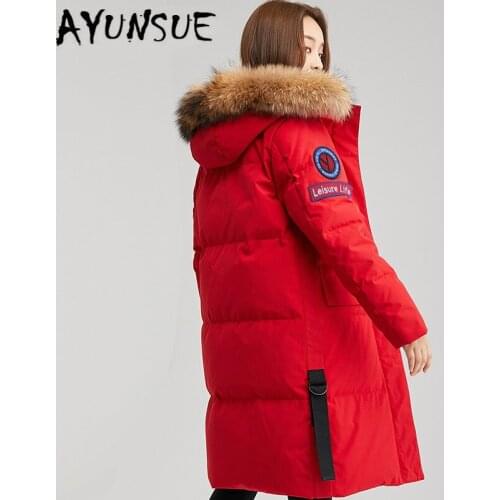 White Duck Down Jacket Women Winter Coat Women Real Raccoon Fur Collar Korean Puffer Jacket Women Warm Parka YT6132970 YY1625
