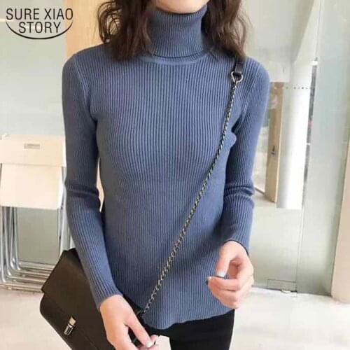 2021 Winter Clothes Women Solid Color Sweater Long Sleeve Thick Bottoming Shirt Vintage Womens Turtleneck Pullover Women 10644