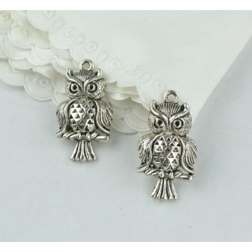 10pcs alloy Tibetan Silver Plated owl Charms Pendants for Jewelry Making DIY Handmade Craft 31*17mm D105