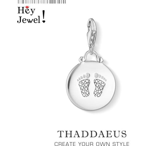 100% 925 Sterling Silver Baby Footprint Pendant Charms fit Original Bracelets Necklace 2021 Spring Brand New Fine Jewelry Gift